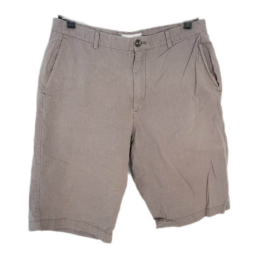 🆓 FREE Calvin Klein gray striped cotton shorts 32 Summer Travel Vacation Casual